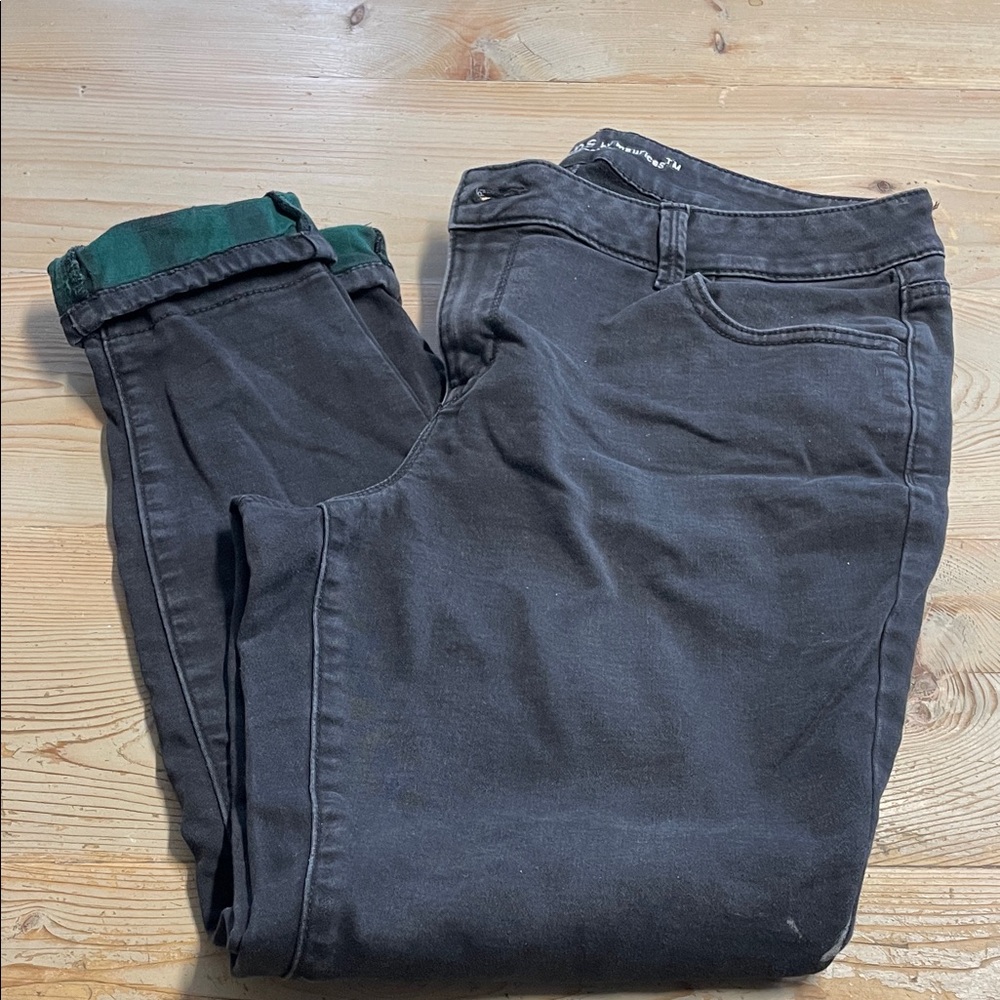 Maurices Black Skinny Pants with Green Accents
